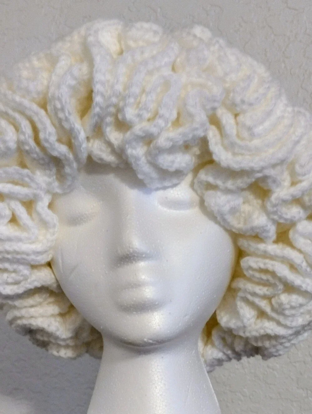 White Crochet Ruffle Hat - Women's Crocheted Fashion Accessory